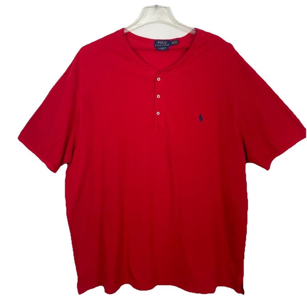 Polo Ralph Lauren Henley Shirt Men’s 3XB Red T-Shirt Featherweight Mesh Casual